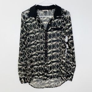 Volcom Women's sheer long sleeve button up blouse size XS